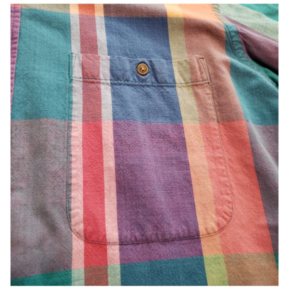 Chaps Ralph Lauren Colorblock Plaid Button Up Shirt | Men's Large L Multi-color - Picture 3 of 6
